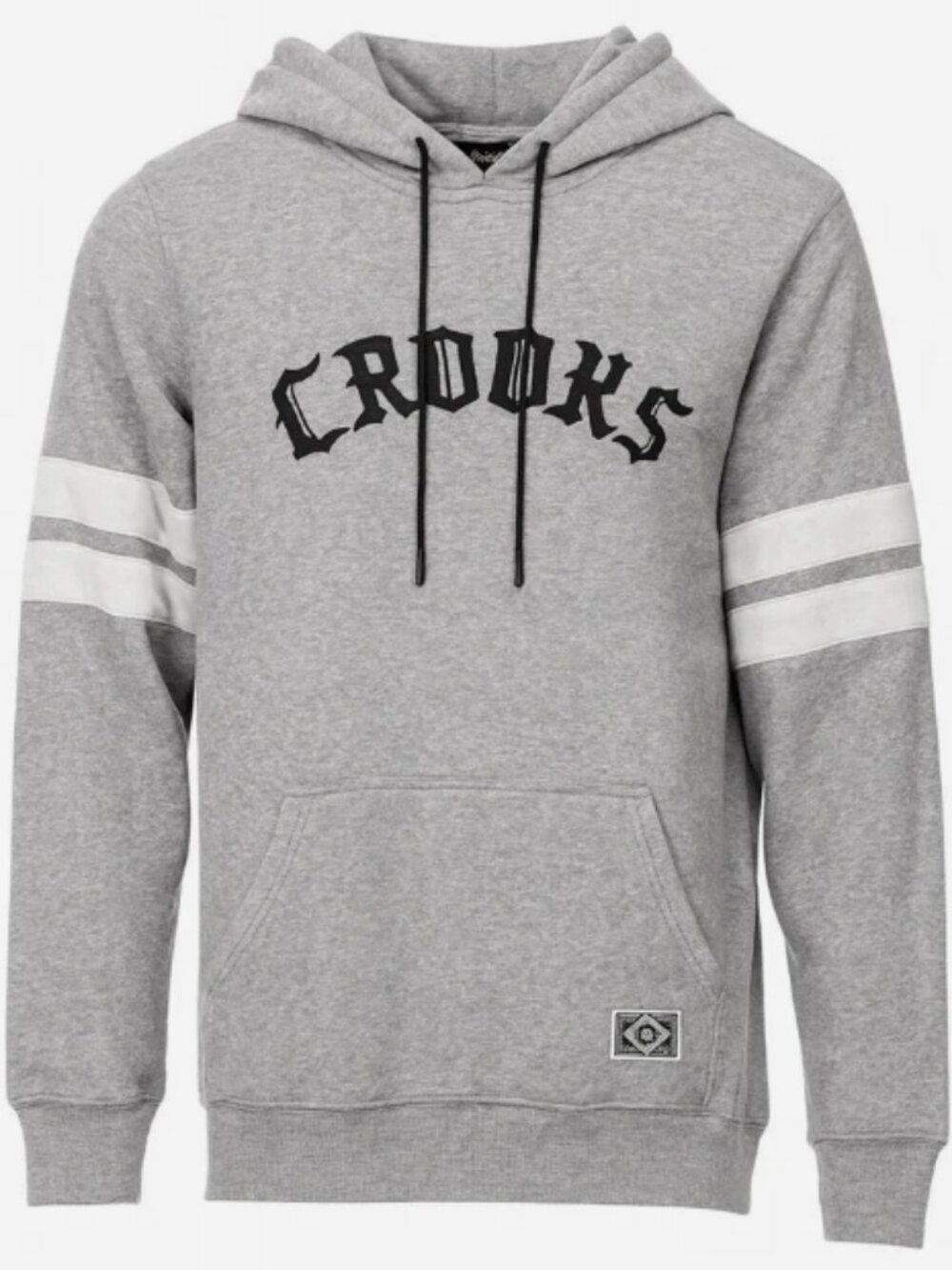 Crooks & Castles Varsity Pullover Hoodie Gray Black Men's Size Medium NWT